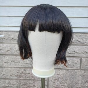 2/$20 Dark Brunette Brown With Light Brown Highlights Bob Synthetic Wig